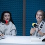 2 women talking on podcast